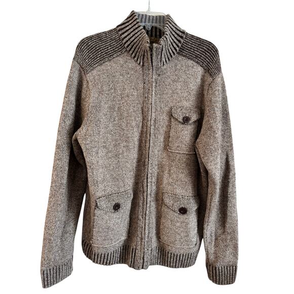 Pronto Uomo Other - BLUE PRONTO UOMO 100% Wool Sweater Mens XL full zip Sweater Cardigan Brown